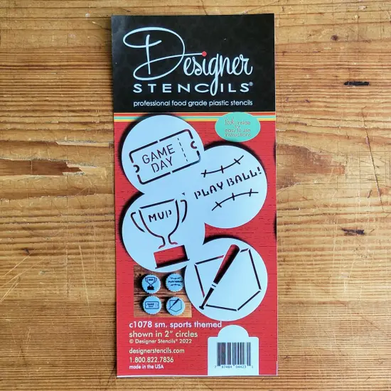 Small Sports Themed Candy Stencils | C1078 by Designer Stencils | Candy & Cookie Decorating Tools | Baking Stencils for Royal Icing, Airbrush, Dusting Powder | Reusable Plastic Food Grade Stencil for Cookies | Easy to Use & Clean {5}