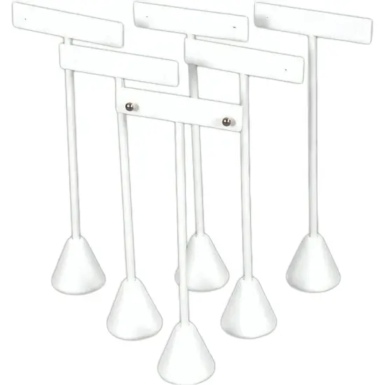 6 Earring T Stand White Leather Showcase Display 6.75" {1}