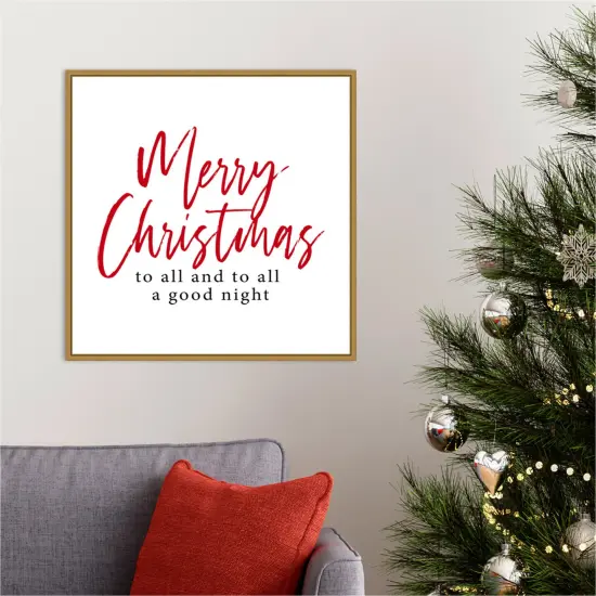 Merry Christmas to All Script by Amanti Art Portfolio Canvas Wall Art Print Framed Gold {5}