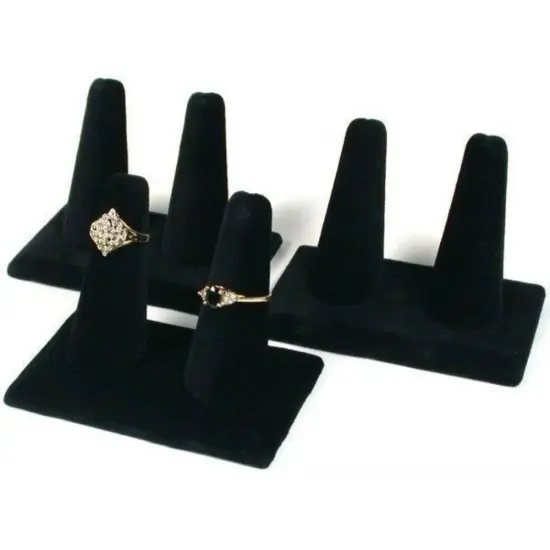 3 Trio Set & Wedding Band Display Ring Black {1}