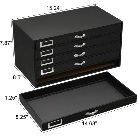 Black FindingKing 5-Drawer Jewelry Case w/ 5 Gray 72-slot Foam Ring Display Trays {3}