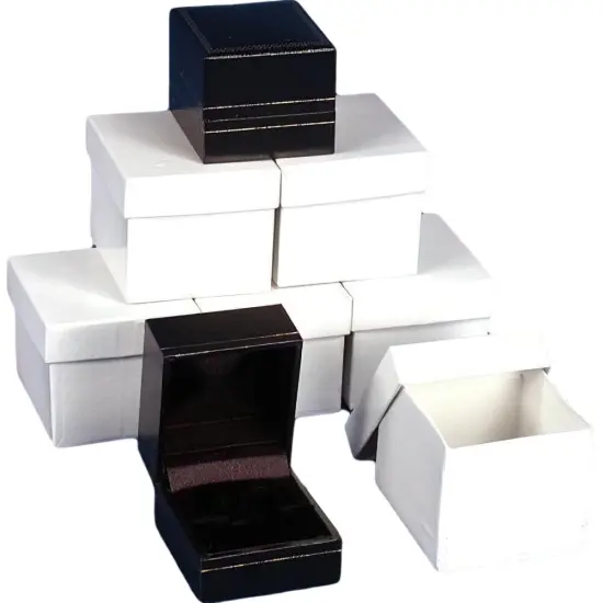 6 Ring Gift Boxes Black Leather Jewelry Case Display {1}