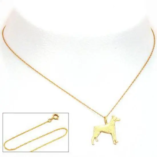 14K Gold Doberman Pinscher Charm 18" Chain Jewelry {2}