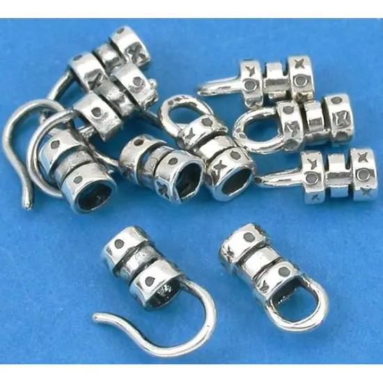 St. Silver Crimp Beads Fancy Hook & Eye Cord Ends 3mm {1}