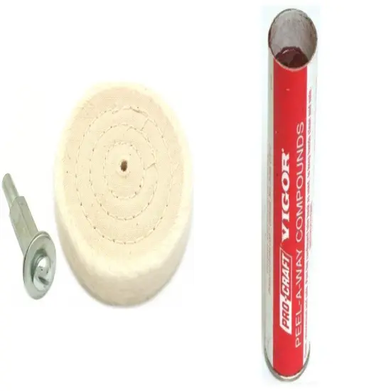 3" Cotton Buffing Wheel & Mandrel with 7oz Tube Of Water Soluble Red Rouge {1}
