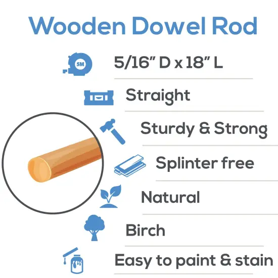Wooden Dowel Rods 5/16 inch Thick, Multiple Lengths Available, Unfinished Sticks Crafts & DIY | Woodpeckers {4}