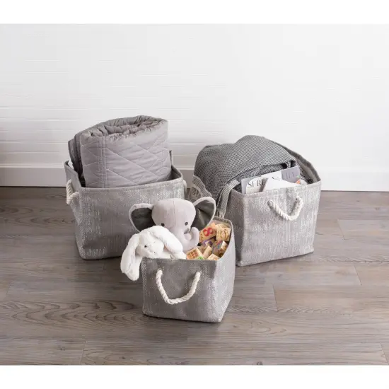DII Paper Bin Lurex Gray/Silver Rectangle Small {2}
