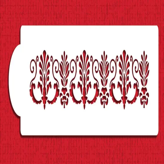 Fancy Fleur De Lis Cake Stencil Side | C123T by Designer Stencils | Cake Decorating Tools | Baking Stencils for Royal Icing, Airbrush, Dusting Powder | Reusable Plastic Food Grade Stencil for Cakes | Easy to Use & Clean Cake Stencil {1}