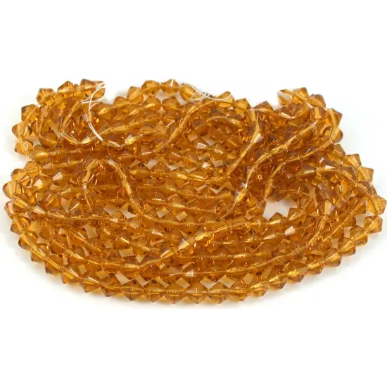 Bicone Faceted Fire Polished Chinese Crystal Beads Topaz 6mm 5 13" Strands {1}