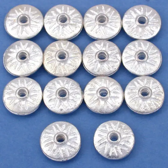 15g Fluted Saucer Beads Silver Plate 11mm Approx 14 {1}