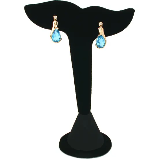 Black Velvet Leaf Earring Display Stand Showcase 5" {1}