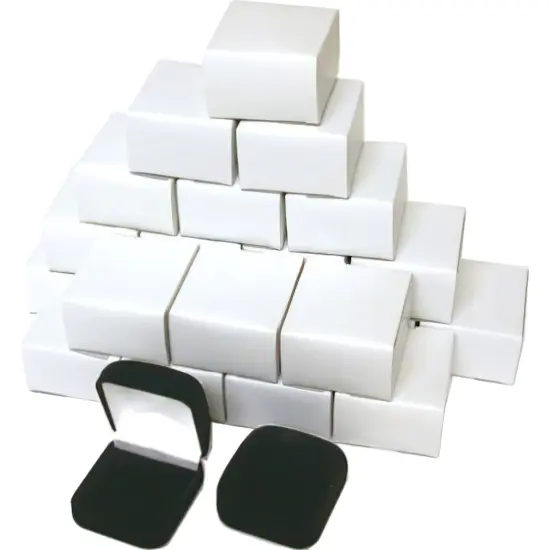 24 Black Flocked Square Ring Gift Boxes Jewelry Display {1}