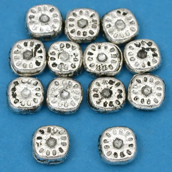 15g Bali Square Sun Beads Antq Silver Plt 8mm Approx 12 {1}