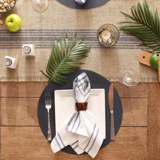 DII Stonewash Blue Round PVC Doubleframe Placemat 6 Piece {4}