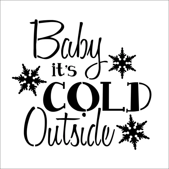 Baby It's Cold Outside Embossing 12 x 12 Stencil | FS045 by Designer Stencils | Word & Phrase Stencils | Reusable Stencils for Painting on Wood, Wall, Tile, Canvas, Paper, Fabric, Furniture, Floor | Reusable Stencil for Home Makeover {1}