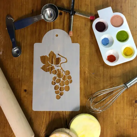 Single Grape Cake Stencil | C070 by Designer Stencils | Cake Decorating Tools | Baking Stencils for Royal Icing, Airbrush, Dusting Powder | Reusable Plastic Food Grade Stencil for Cakes | Easy to Use & Clean Cake Stencil {3}