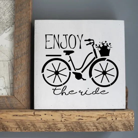 Enjoy The Ride Bicycle Embossing 12 x 12 Stencil | FS050 by Designer Stencils | Word & Phrase Stencils | Reusable Stencils for Painting on Wood, Wall, Tile, Canvas, Paper, Fabric, Furniture, Floor | Reusable Stencil for Home Makeover {4}