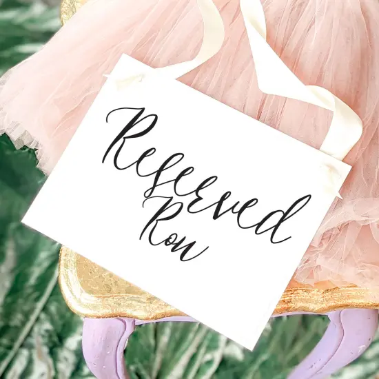 Ritzy Rose Reserved Row Sign - Black on 11x8in Ivory Linen Cardstock with Ivory Ribbon {2}