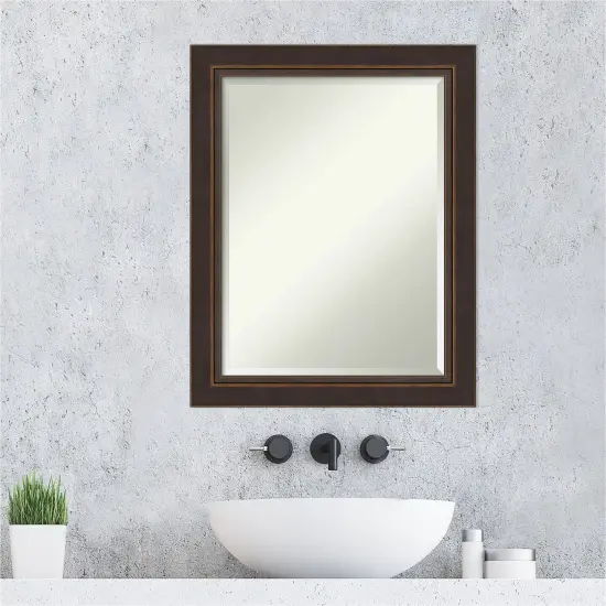 Beveled Wood Bathroom Wall Mirror, Lara Bronze Frame {6}