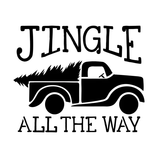 Jingle All the Way Vintage Truck & Tree Embossing 12 x 12 Stencil | FS095 by Designer Stencils | Word & Phrase Stencils | Reusable Stencils for Painting on Wood, Wall, Tile, Canvas, Paper, Fabric, Furniture, Floor | Stencil for Home Makeover {1}