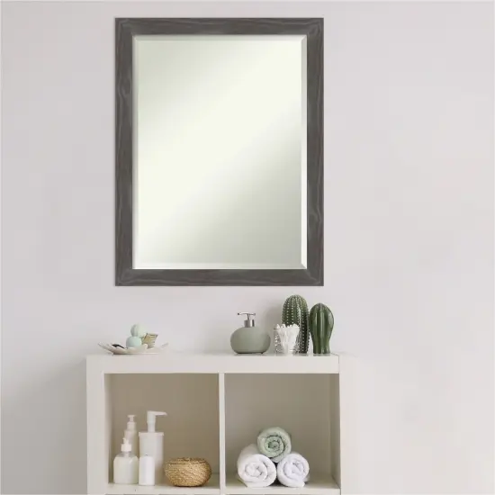 Beveled Wood Bathroom Wall Mirror, Woodridge Rustic Grey Frame {7}