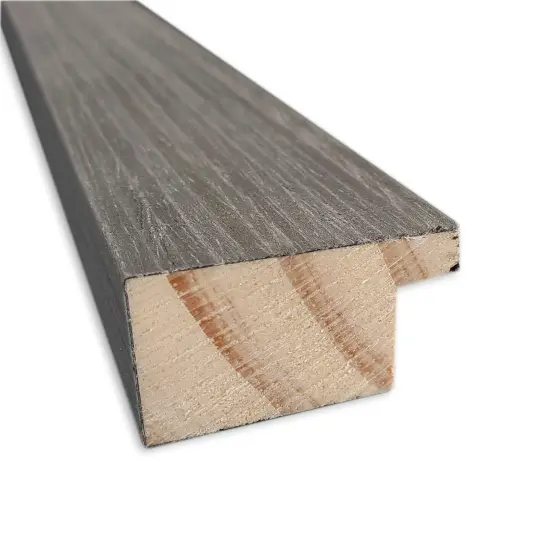 Beveled Wood Bathroom Wall Mirror, Pinstripe Lead Grey Frame {2}