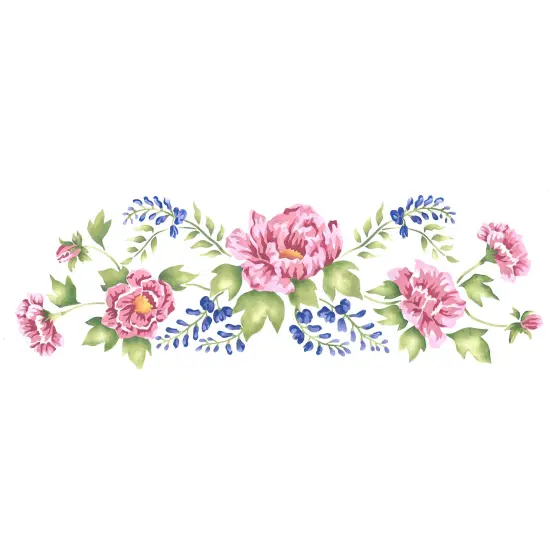 Small Peony and Hydrangea Wall Stencil | 2411 by Designer Stencils | Floral Stencils | Reusable Art Craft Stencils for Painting on Walls, Canvas, Wood | Reusable Plastic Paint Stencil for Home Makeover | Easy to Use & Clean Art Stencil {1}