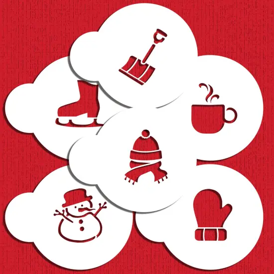 Winter Season Cookie & Cupcake Tops Stencil Set | C1033 by Designer Stencils | Cookie Decorating Tools | Baking Stencils for Royal Icing, Airbrush, Dusting Powder | Reusable Plastic Food Grade Stencil for Cookies | Easy to Use & Clean Cookie Stencil {2}