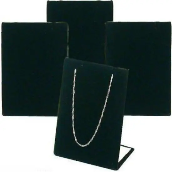 4 Black Velvet Pendant Chain Necklace Display Stand 2" x 3" {1}