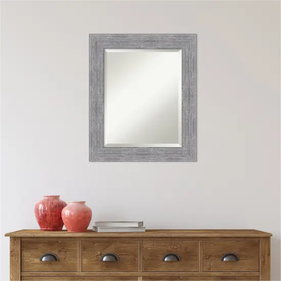 Beveled Bathroom Wall Mirror, Bark Rustic Frame {6}