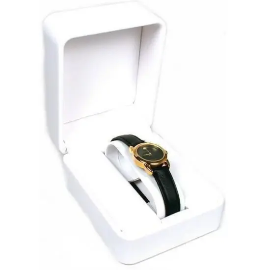 3 White Leather Watch Displays Jewelry Counter Gift Box {2}