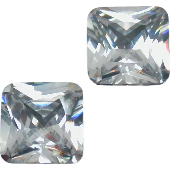 2 White Square Faceted Cubic Zirconia CZ Gem 7.5mm {1}