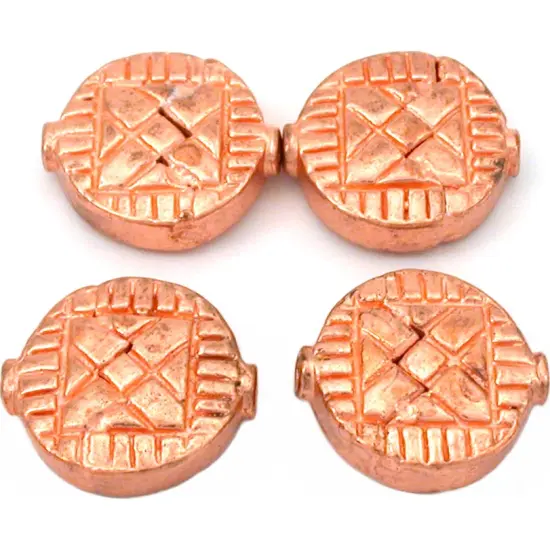Fluted Disc Beads Copper Plated Round 17.5mm Approx 4 {1}