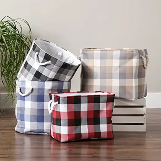 DII Polyester Bin Tri Color Stone Rectangle Medium 16"x10"x12" {6}