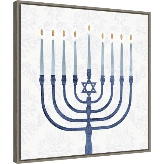 Sophisticated Hanukkah II by Victoria Borges Canvas Wall Art Print Framed Grey {1}