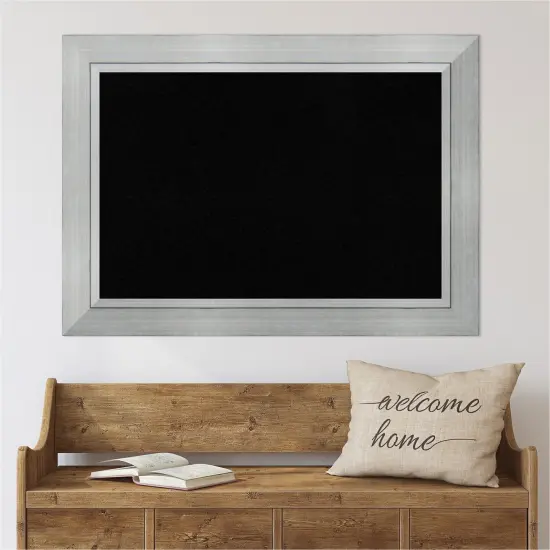 Cork Board, Romano Silver Wood Frame - Bulletin Board, Organization Board, Pin Board Black Cork {6}