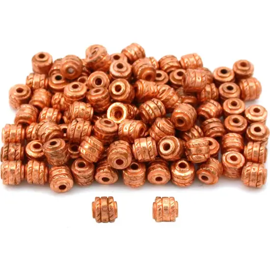 Barrel Bali Beads Copper Plated Parts 4.5mm Approx 100 {1}