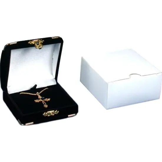 6 Pendant Gift Boxes Black Flocked Jewelry Case Display {2}