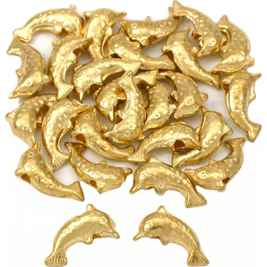15g Jumping Bali Dolphin Beads Gold Plt 9.5mm Approx 25 {1}