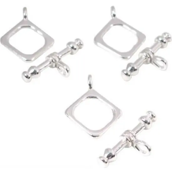 3 Sterling Silver Toggle Clasps Square Bracelet Parts {1}