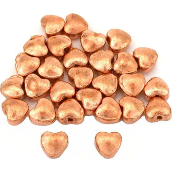 15g Heart Beads Copper Plated Beading 6mm Approx 25 {1}