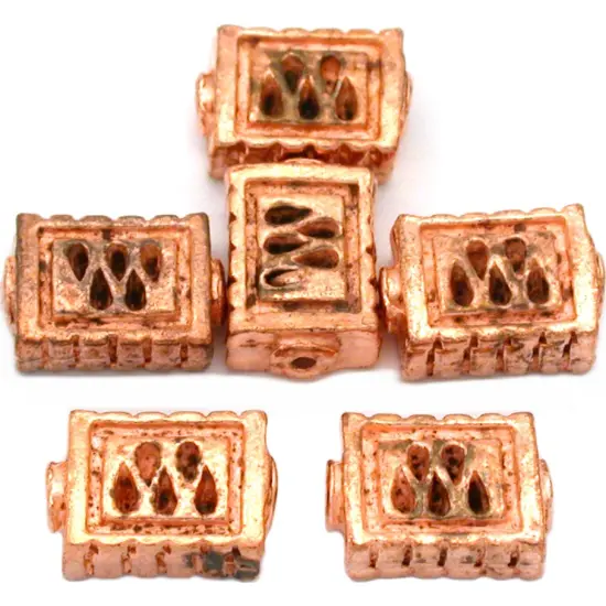 Rectangle Beads Copper Plate Tube Beading 13mm Approx 6 {1}