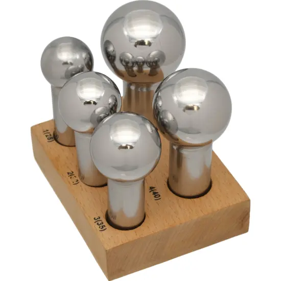 Large 5 Piece Dapping Punch Set Doming Forming Range 28mm-45mm + Wood Block Base {4}