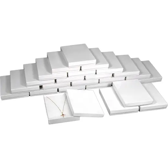 25 Cotton White Necklace Pendant Jewelry Gift Boxes 7 1/8" {1}