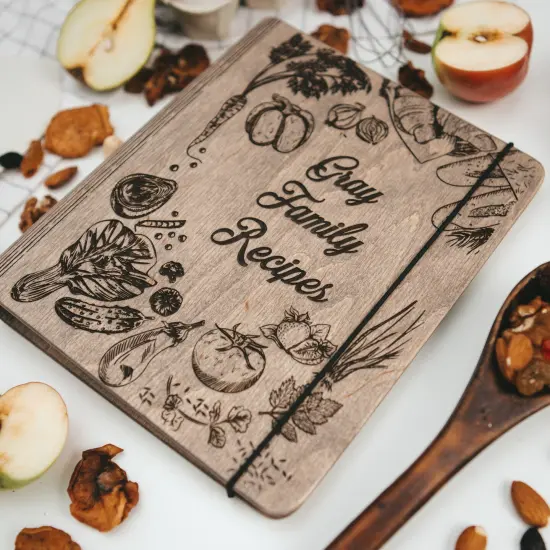 Wooden Recipe Book to Write in, Personalized Recipe Journal, Birthday Gift For Mother by Enjoy The Wood {1}