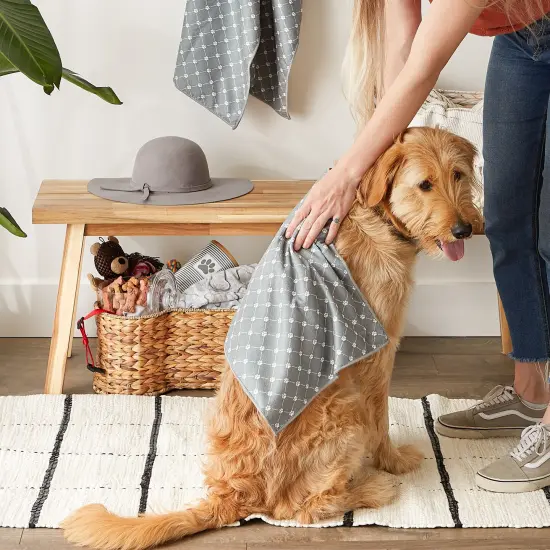 DII Gray Printed Trellis Paw Small Pet Towel (Set of 3) {5}