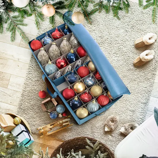 Hearth & Harbor Large Christmas Ornament Storage Box With Adjustable Dividers {5}