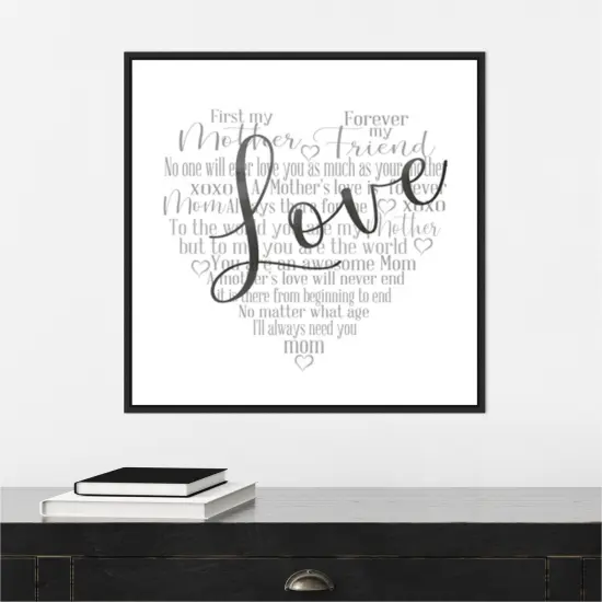 Mother's Day Heart Love by Cynthia Coulter 22-in. W x 22-in. H. Canvas Wall Art Print Framed in Black {6}