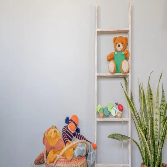 Rustic Farmhouse 4ft Reclaimed Wood Decorative Bookcase Picket Ladder White {5}