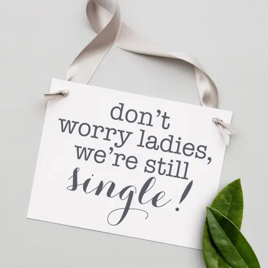 Ritzy Rose 2 Cute Ring Bearer Sign - Slate on 11x8in White Linen Cardstock with Gray Ribbon {5}